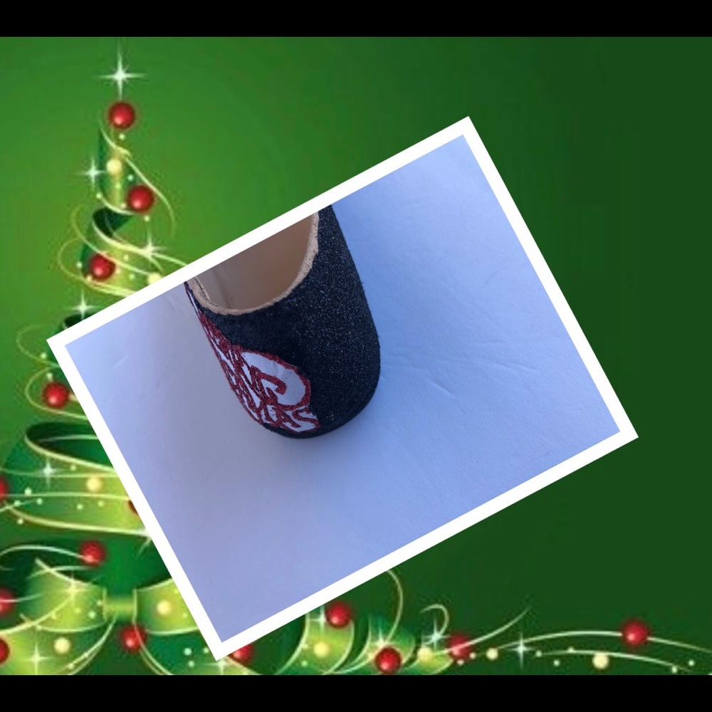 Women Custom Christmas w/Gift Boxes Glitter Flats - Picture 2 of 5